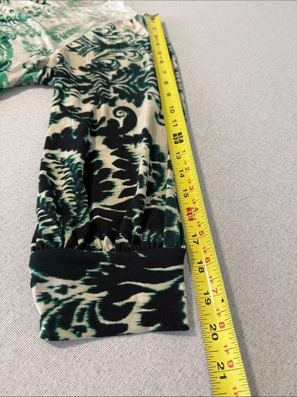 Alfani Green and Cream Floral Scoop Neck Long Sleeve Top SZXL - Picture 11 of 15